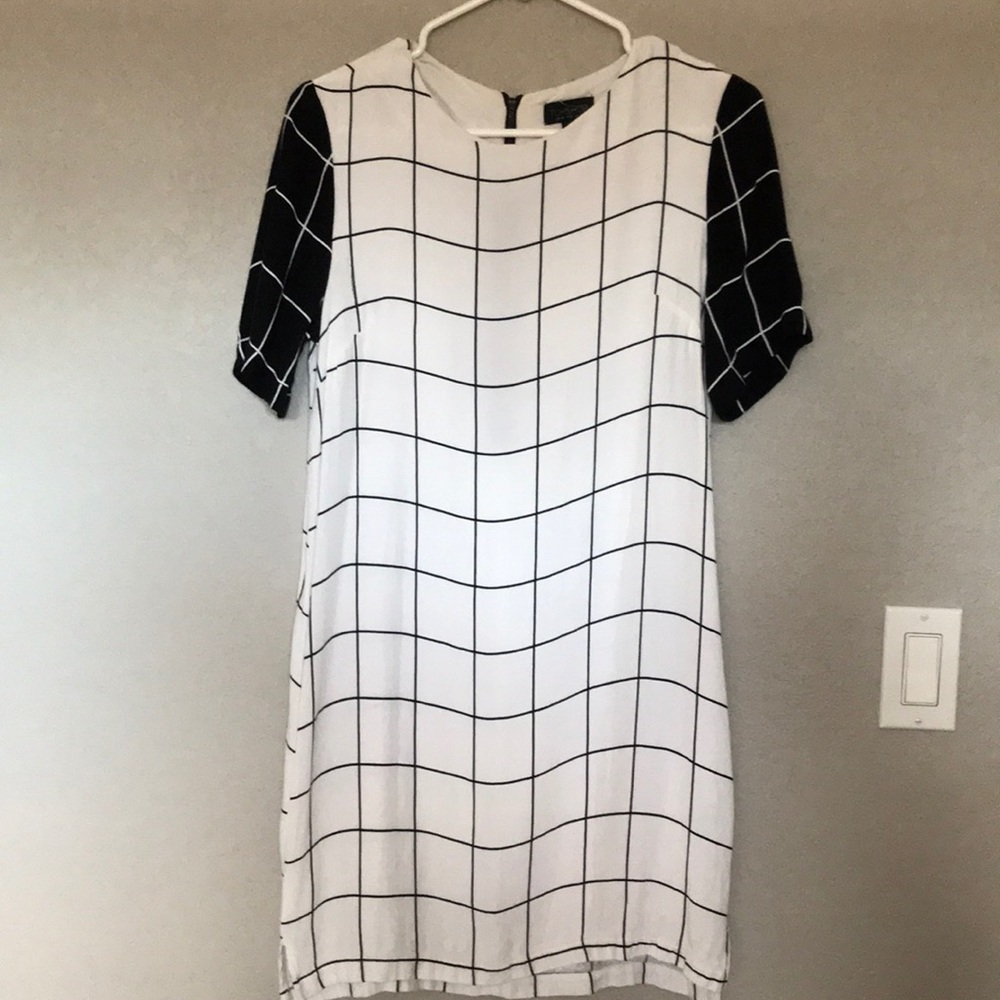 Topshop black and white grid dress